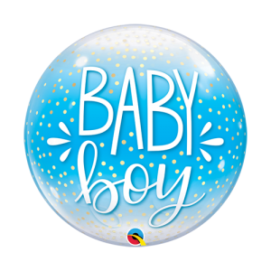 Balloon Baby Boy Blue Confetti Dots