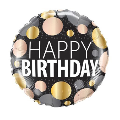 Balloon Happy Birthday Gold Dots